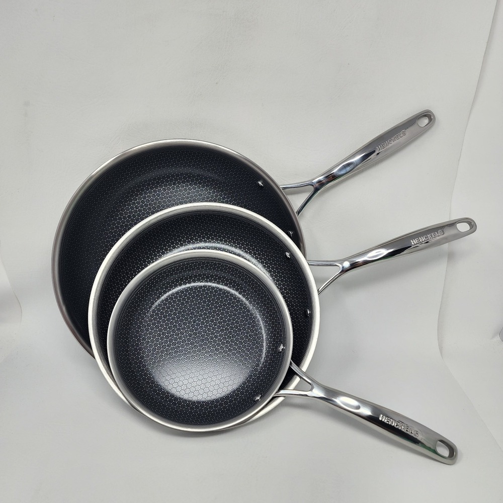 Henckels Paradigm 3-Piece Skillet Set Tri-Ply Stainless Steel 3-Layer Nonstick